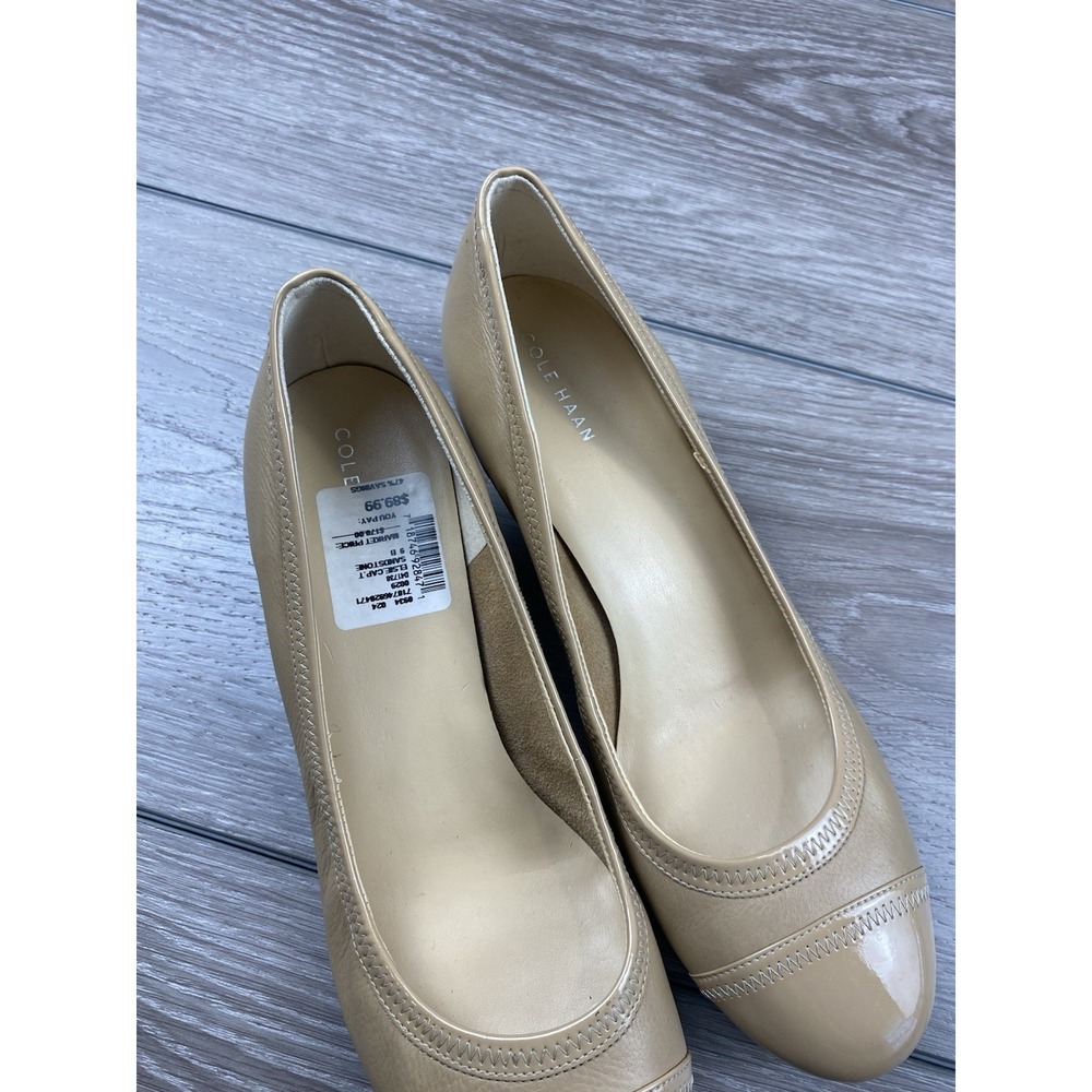 Cole Haan Women's Elsie Cap Toe Soft Leather Wedge Shoes Beige Size 9 B - Picture 7 of 8